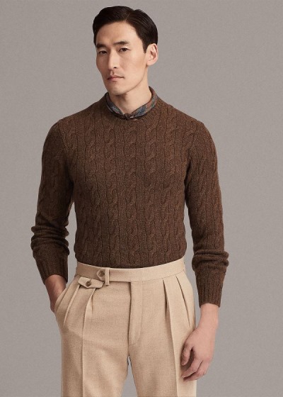 Ralph Lauren Cable-Knit Cashmere Striktrøje Herre Danmark (UILVP2634)